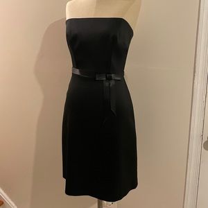 Bandeau Sleeveless Satin Little Black Dress